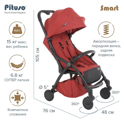 Коляска прогулочная Pituso SMART BERRY ягодный лен (складывается одним нажатием)