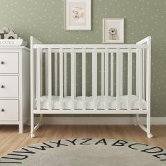 Комплект кроватка + матрас (колеса, Белый) SKV 110