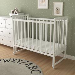 Комплект кроватка + матрас (колеса, Белый) SKV 110