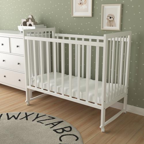 Комплект кроватка + матрас (колеса, Белый) SKV 110