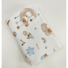 Непромокаемая многоразовая пеленка фланель 60х90 см Ракеты