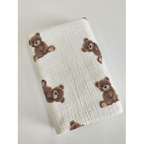 Непромокаемая многоразовая пеленка муслин 60х90 см Мишки