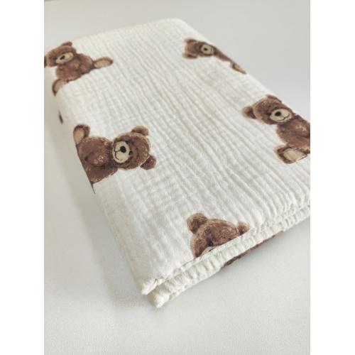 Непромокаемая многоразовая пеленка муслин 60х90 см Мишки