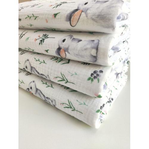 Непромокаемая многоразовая пеленка муслин 60х90 см Зайки