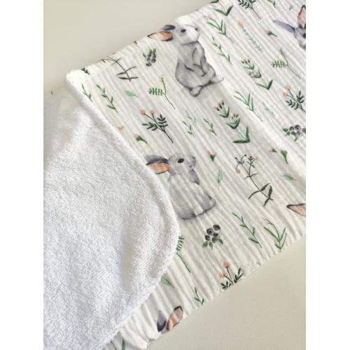 Непромокаемая многоразовая пеленка муслин 60х90 см Зайки