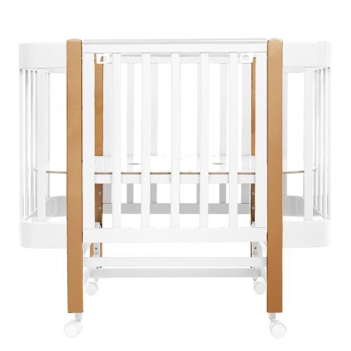Детская кроватка Pituso Pit-104 Mirelle (белый/бук) маятник, колеса, быстросъемная стенка 