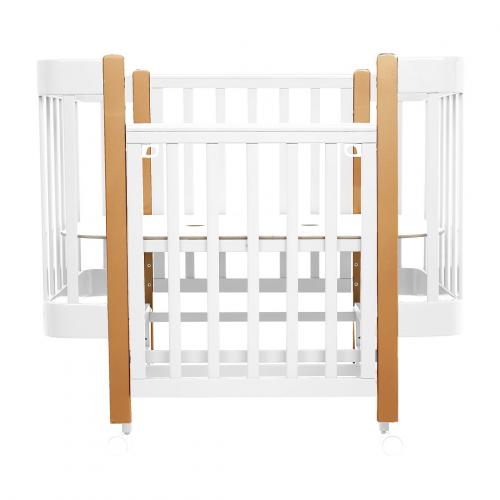 Детская кроватка Pituso Pit-104 Mirelle (белый/бук) маятник, колеса, быстросъемная стенка 