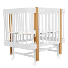 Детская кроватка Pituso Pit-104 Mirelle (белый/бук) маятник, колеса, быстросъемная стенка 