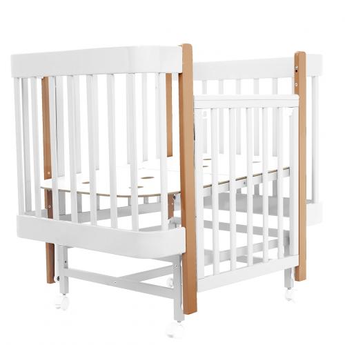 Детская кроватка Pituso Pit-104 Mirelle (белый/бук) маятник, колеса, быстросъемная стенка 