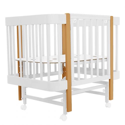Детская кроватка Pituso Pit-104 Mirelle (белый/бук) маятник, колеса, быстросъемная стенка 