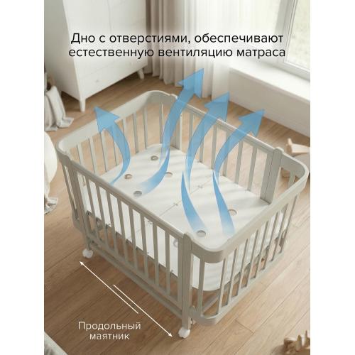 Детская кроватка Pituso Pit-104 Mirelle (капучино) маятник, колеса, быстросъемная стенка 