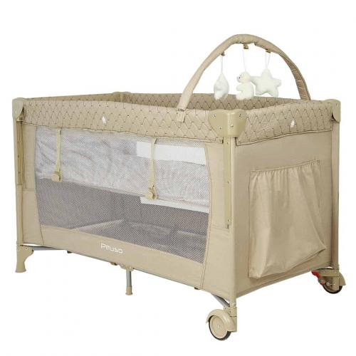 Манеж-кровать PITUSO Valencia Beige - Бежевый (опуск.бортик, 2 уровня, лаз, дуга) YP-P13