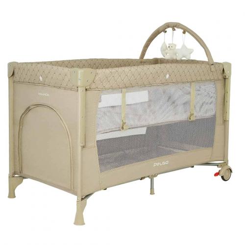 Манеж-кровать PITUSO Valencia Beige - Бежевый (опуск.бортик, 2 уровня, лаз, дуга) YP-P13