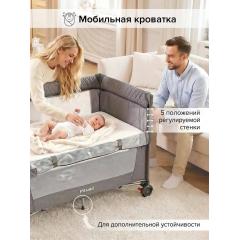 Манеж-кровать PITUSO Valencia Grey - серый (опуск.бортик, 2 уровня, лаз, дуга) YP-P13