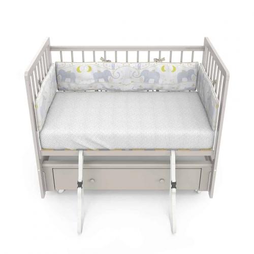 Детская кроватка PITUSO TINY (кашемир) (Колеса, ящик, быстросъемная стенка, Продольный маятник)