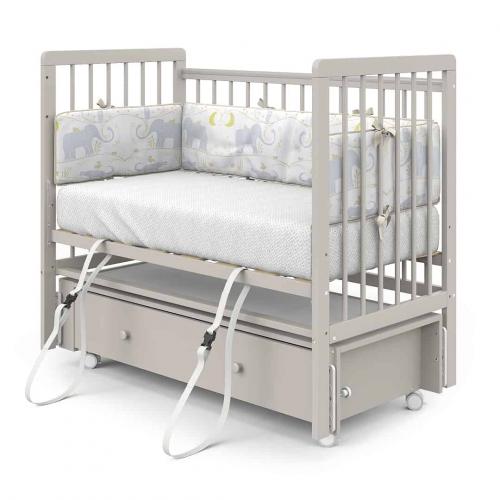 Детская кроватка PITUSO TINY (кашемир) (Колеса, ящик, быстросъемная стенка, Продольный маятник)