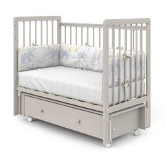 Детская кроватка PITUSO TINY (кашемир) (Колеса, ящик, быстросъемная стенка, Продольный маятник)