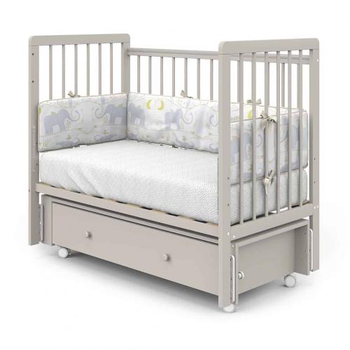 Детская кроватка PITUSO TINY (кашемир) (Колеса, ящик, быстросъемная стенка, Продольный маятник)