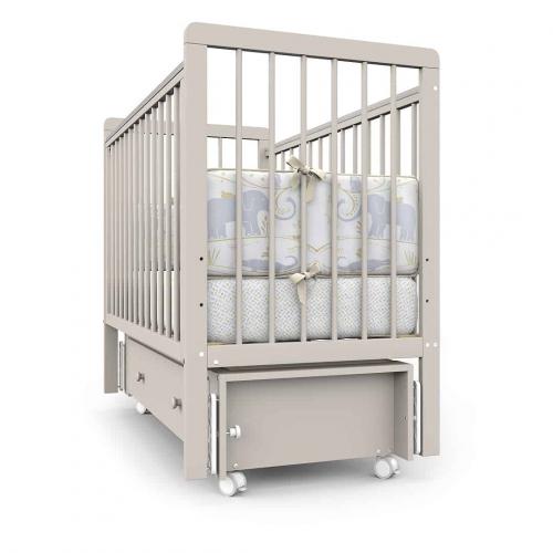 Детская кроватка PITUSO TINY (кашемир) (Колеса, ящик, быстросъемная стенка, Продольный маятник)