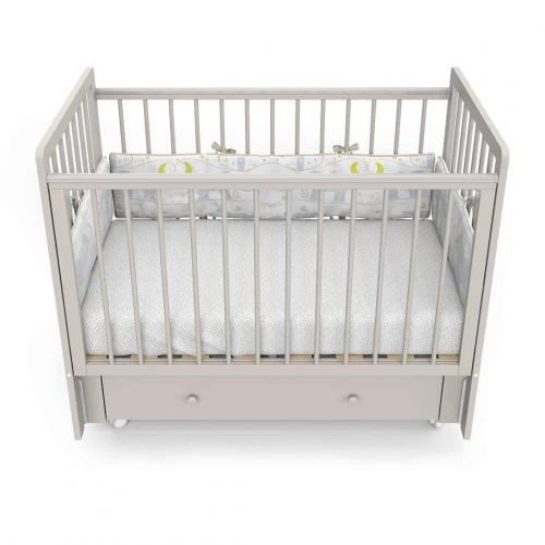 Детская кроватка PITUSO TINY (кашемир) (Колеса, ящик, быстросъемная стенка, Продольный маятник)