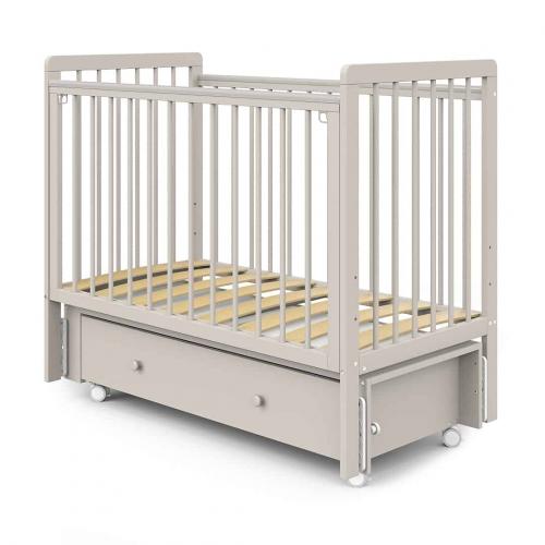 Детская кроватка PITUSO TINY (кашемир) (Колеса, ящик, быстросъемная стенка, Продольный маятник)