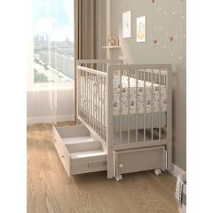Детская кроватка PITUSO TINY (кашемир) (Колеса, ящик, быстросъемная стенка, Продольный маятник)