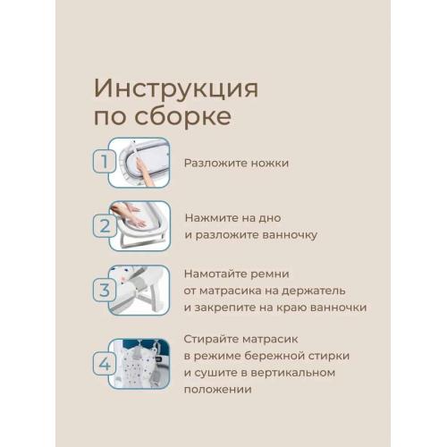 Ванночка складная ROXY-KIDS Звезды RFB-11-GR (серый) (с матрасиком)