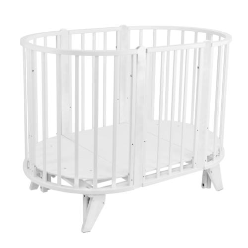 Комплект SKV 106 кроватка + матрас Plitex (2шт)  (колеса, маятник) белый - белый