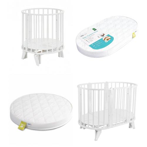 Комплект SKV 106 кроватка + матрас Plitex (2шт)  (колеса, маятник) белый - белый