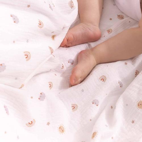 Комплект в кроватку Perina Muslin Планеты / Латте  (Муслин 6 предметов)