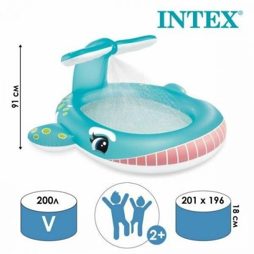 Бассейн детский надувной Intex Кит с фонтанчиком 201х196х91 см (57440NP)