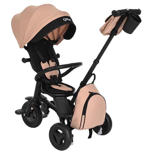 Велосипед трехколесный QPlay Nova S700 Beige/black Бежево-черный (складной)