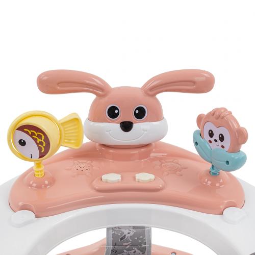 Ходунки BAMBOLA Роджер (круглые) (6 силик.кол,игр.,муз) Pink/Бежевый