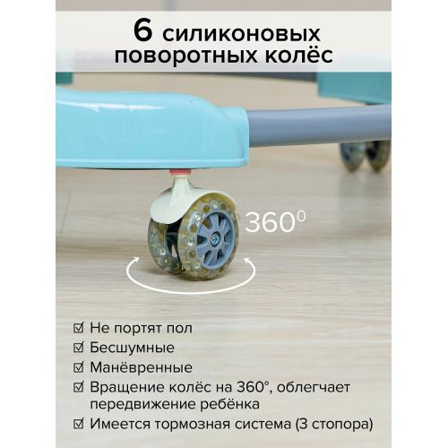 Ходунки BAMBOLA Froggy (круглые) (6 силик.кол,игр.,муз) Blue/Нежно-голубой