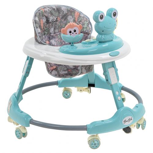 Ходунки BAMBOLA Froggy (круглые) (6 силик.кол,игр.,муз) Blue/Нежно-голубой