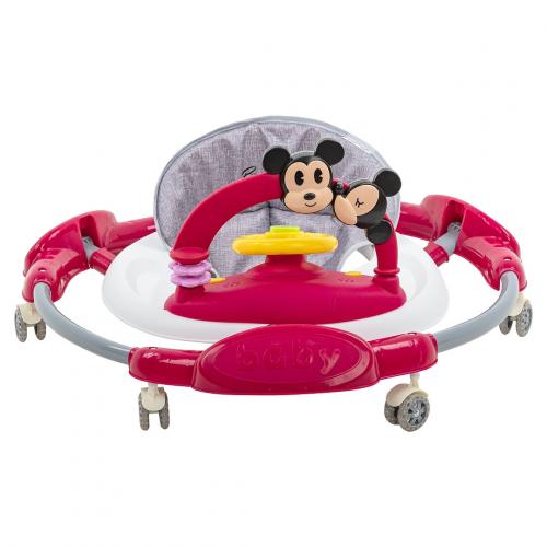 Ходунки BAMBOLA Микки и Мини (круглые) (6 силик.кол,игр.,муз, Руль) Red/Терракотовый