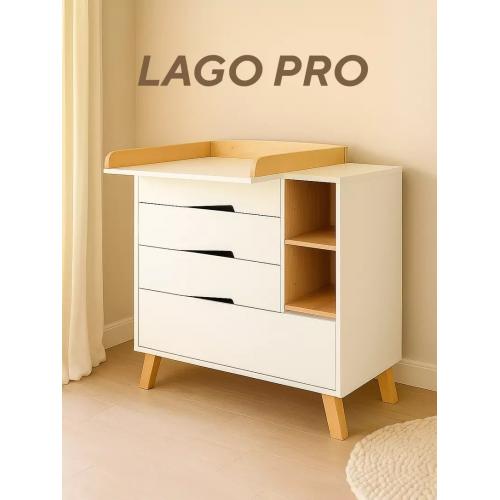 Комод пеленальный Rant Lago Pro / 124 (Cloud White) (съемная доска)