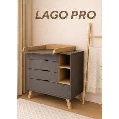 Комод пеленальный Rant Lago Pro / 124 (Moon Grey)  (съемная доска) Серый