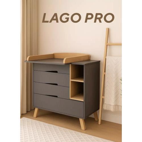 Комод пеленальный Rant Lago Pro / 124 (Moon Grey)  (съемная доска) Серый