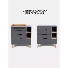 Комод пеленальный Rant Lago Pro / 124 (Moon Grey)  (съемная доска) Серый