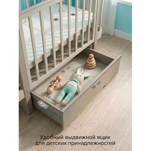 Кроватка детская PITUSO Olivia (маятник, ящик, быстросъемная  стенка) капучино