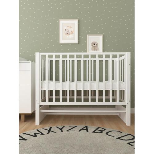 Комплект кроватка + матрас Plitex Юниор-Premium 120x60x7 (маятник продольный) Белый-Белый 3194001-2