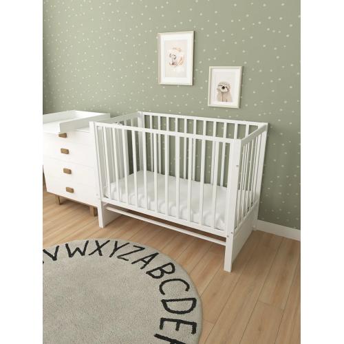 Комплект кроватка + матрас Plitex Юниор-Premium 120x60x7 (маятник продольный) Белый-Белый 3194001-2