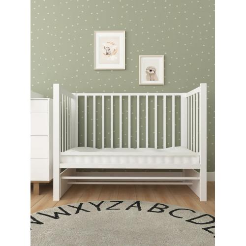 Комплект кроватка + матрас Plitex Юниор-Premium 120x60x7 (маятник продольный) Белый-Белый 3194001-2