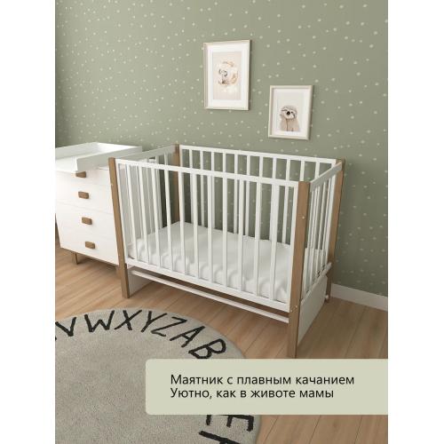 Комплект кроватка + матрас Plitex Юниор-Premium 120x60x7 (маятник продольный) Белый-Бук 3194001-6-2