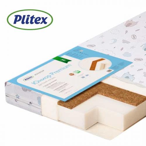 Комплект кроватка + матрас Plitex Юниор-Premium 120x60x7 (маятник продольный) Белый-Бук 3194001-6-2