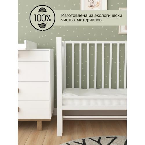 Комплект кроватка + матрас Plitex Юниор-Premium 120x60x7 (маятник продольный) Белый-Белый 3194001-2