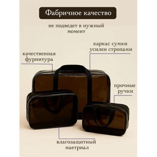 Сумка в роддом прозрачная, набор сумок 3 шт, черный из ПВХ