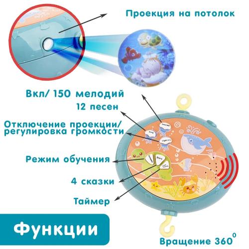 Музыкальный мобиль PITUSO Океан (батар.3*АА), звук 7041423