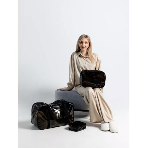 Сумка в роддом прозрачная, набор сумок 3 шт, черный из ПВХ